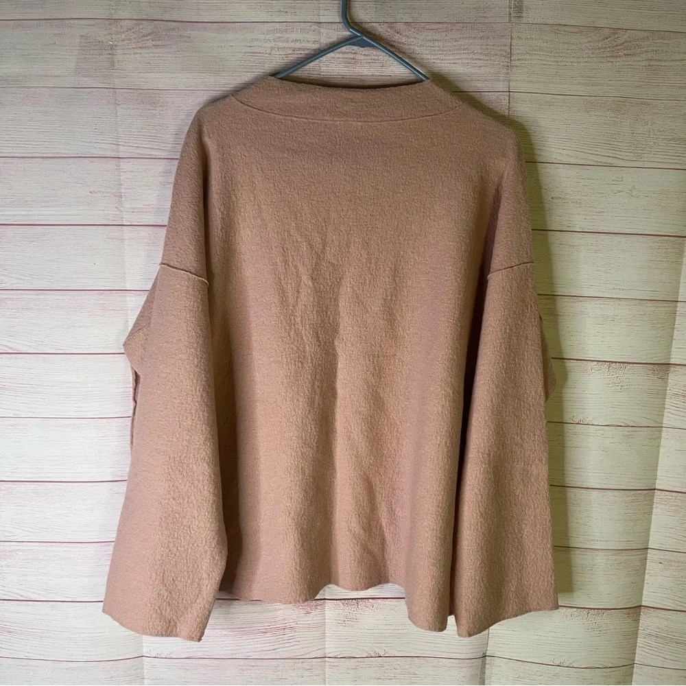 Eileen Fisher NWT Blush Lightweight Funnel Wool BoxTop Sz1X F1WQO-T5458M Size XL - Picture 7 of 7